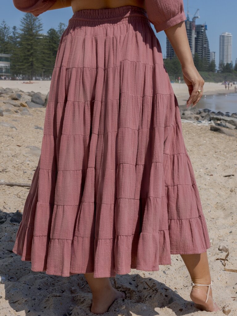 Honey & Stone Co CASSIE DUSTY PINK MAXI SKIRT