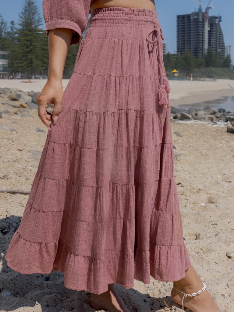 Honey & Stone Co CASSIE DUSTY PINK MAXI SKIRT