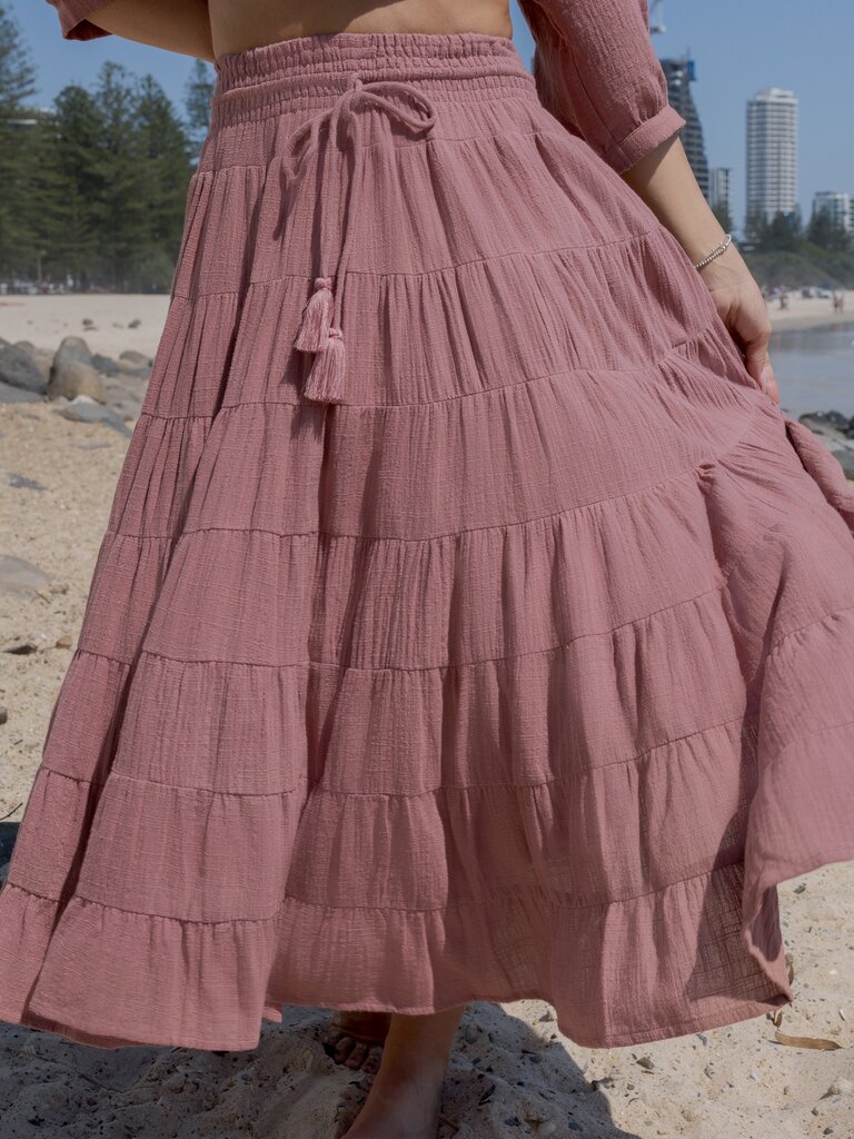 Honey & Stone Co CASSIE DUSTY PINK MAXI SKIRT