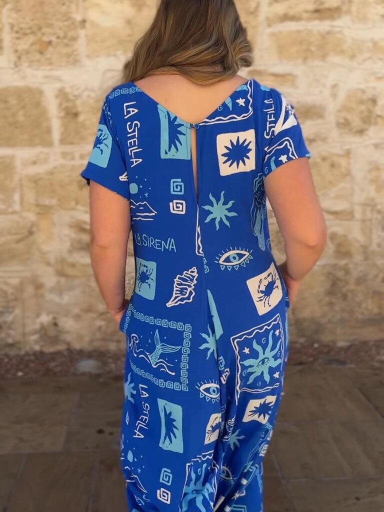 Honey & Stone Co HARLOW BLUE SUN JUMPSUIT