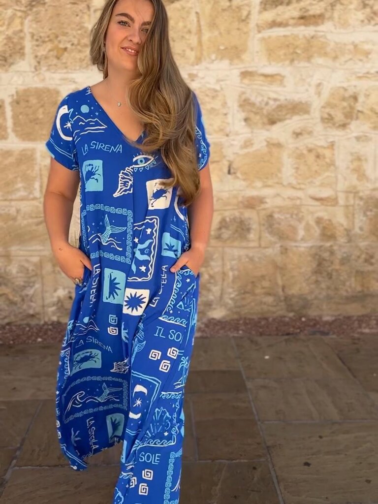 Honey & Stone Co HARLOW BLUE SUN JUMPSUIT