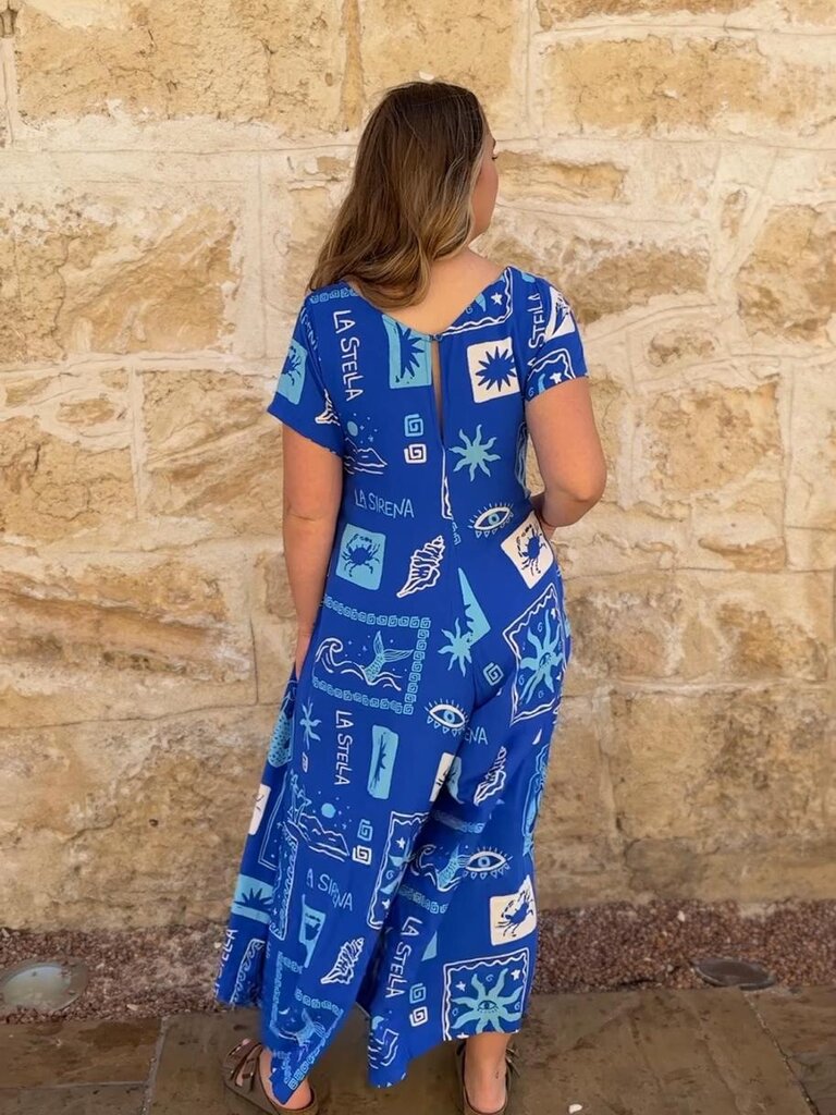 Honey & Stone Co HARLOW BLUE SUN JUMPSUIT