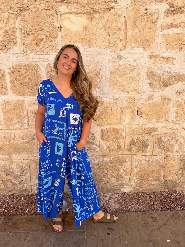Honey & Stone Co HARLOW BLUE SUN JUMPSUIT