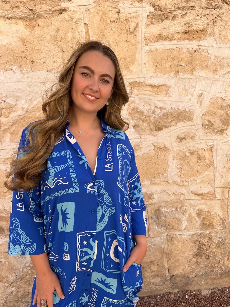 Honey & Stone Co RETREAT SHIRT BLUE SUN MIDI