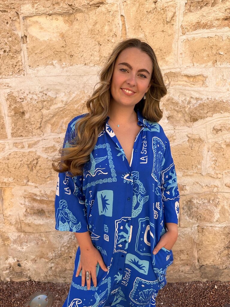 Honey & Stone Co RETREAT SHIRT BLUE SUN MIDI
