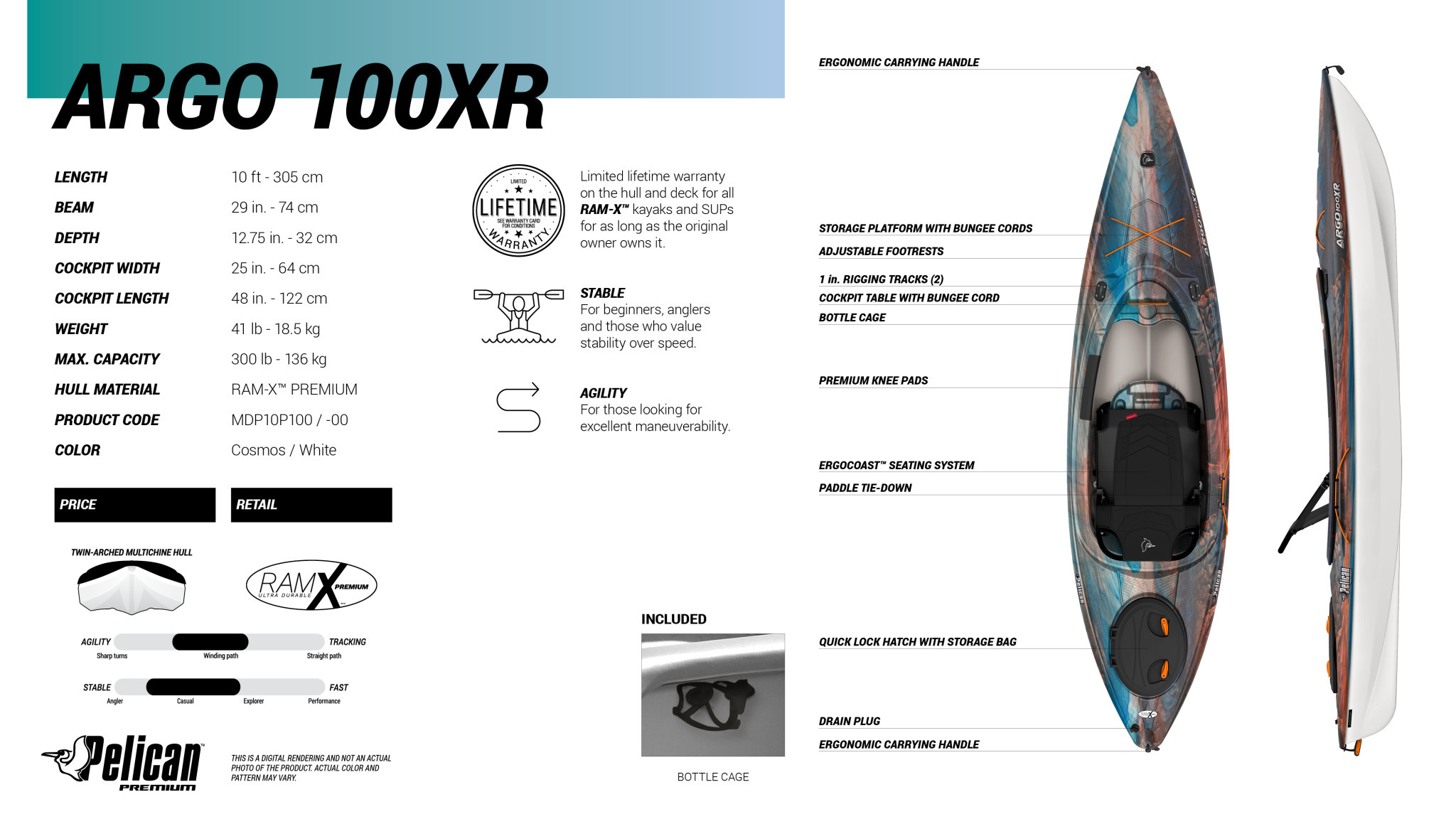 Pelican Sport Kayak récréatif Argo 100XR