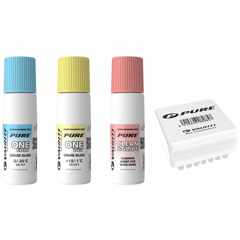 Vauhti Kit de farts de glisse liquides Skin ski Glide & Care avec brosse