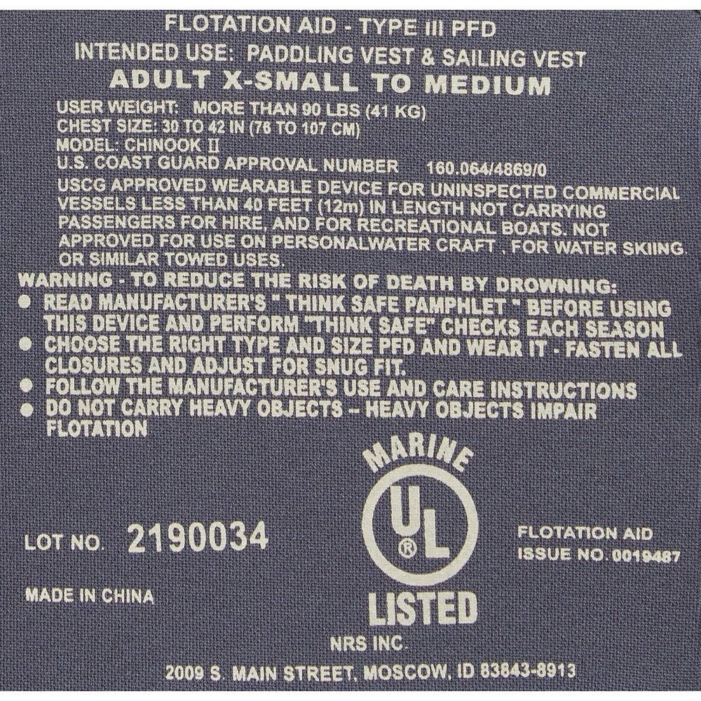 NRS Veste de sauvetage de pêche Chinook