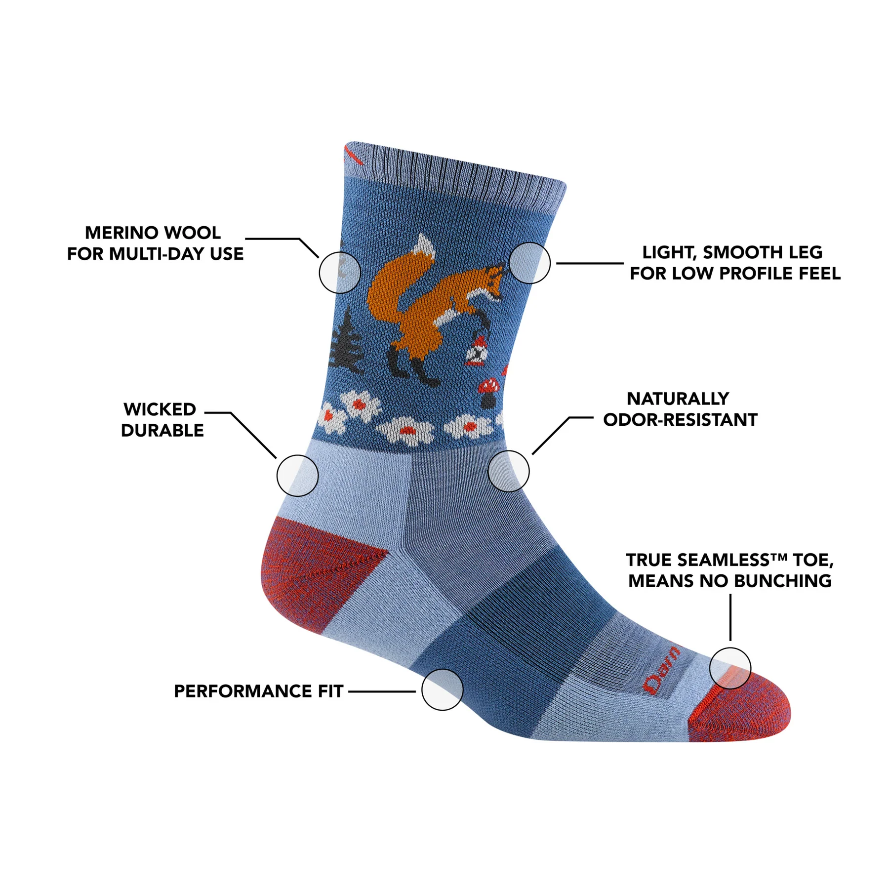 Darn Tough Bas léger avec coussin Critter Club Micro Crew pour femme