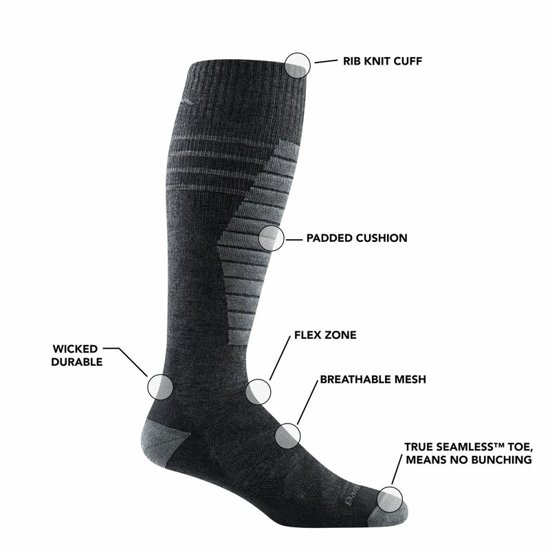 Darn Tough Men's Edge Over-the-Calf Midweight Ski & Snowboard Sock 8007 (bas pour hommes)