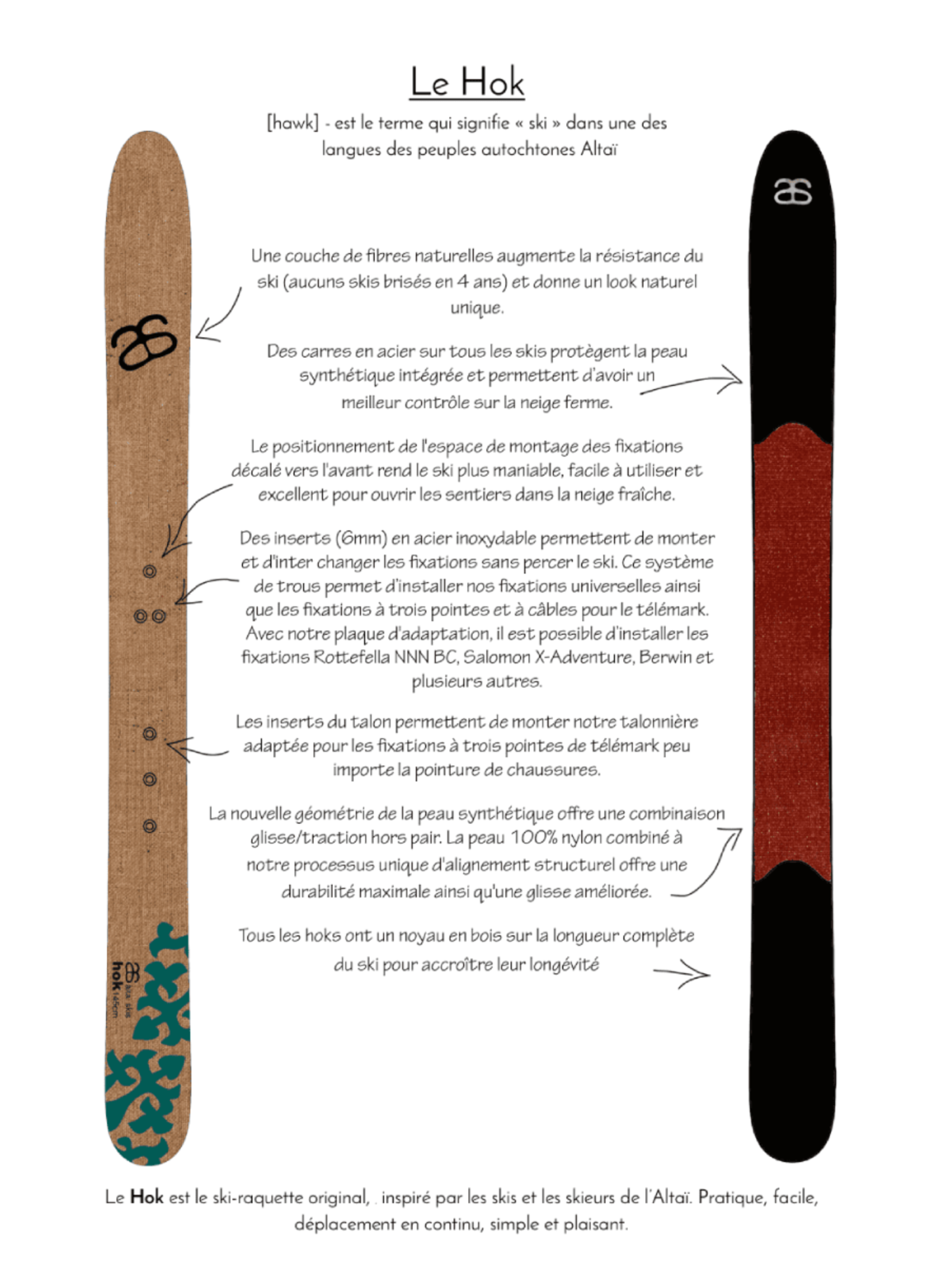 Altai Ski Hok (ski-raquette) 145 cm Avec fixations
