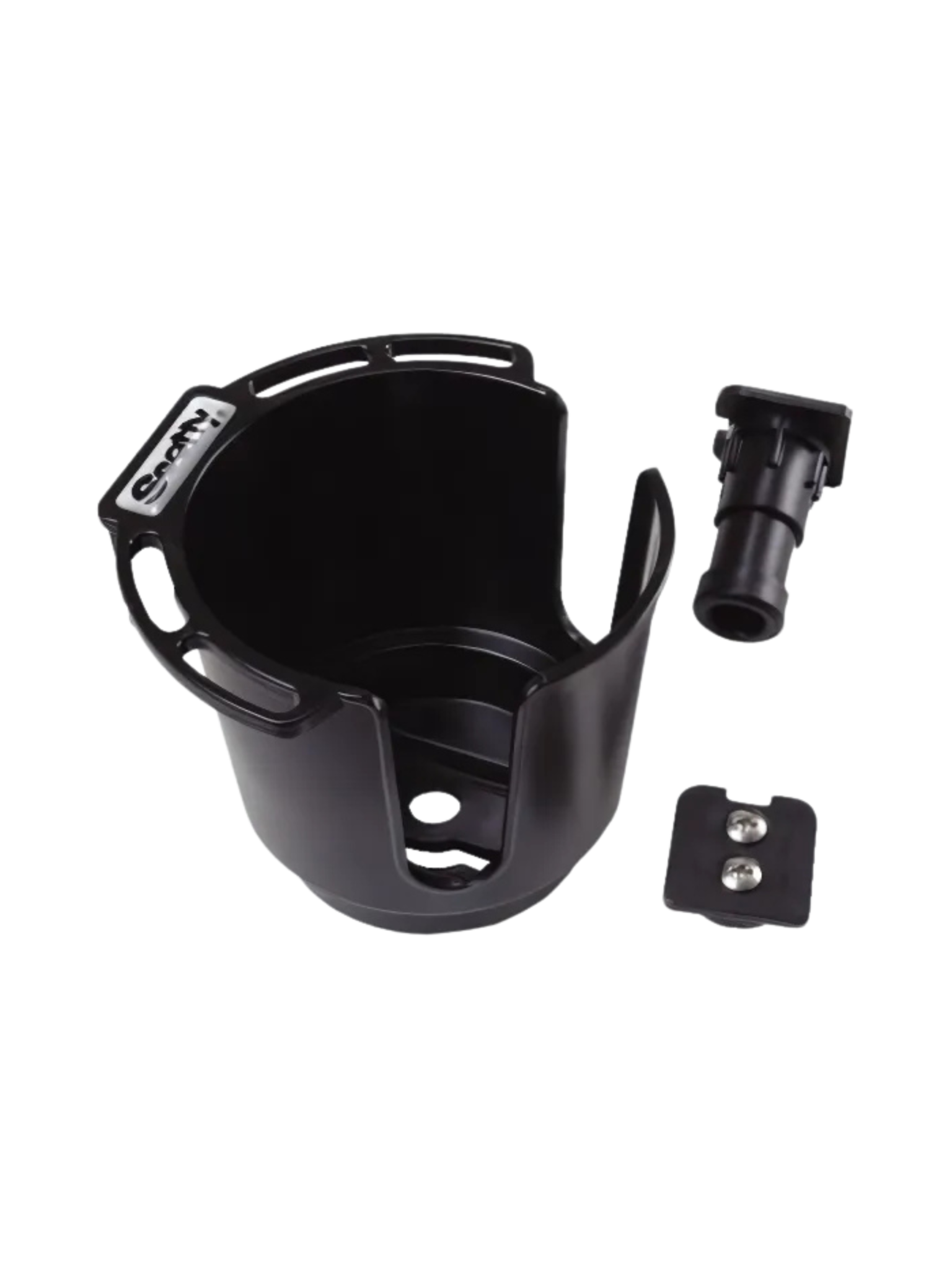 Cup Holder w/Rod Holder Post & Bulkhead/Gunnel Mount, Black