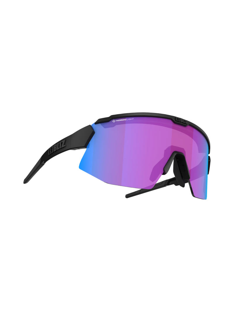 Bliz Lunettes de sport Breeze Matt Black NanoOptics Nordic Light Begonia - Violet bégonia avec verres bleus multiples