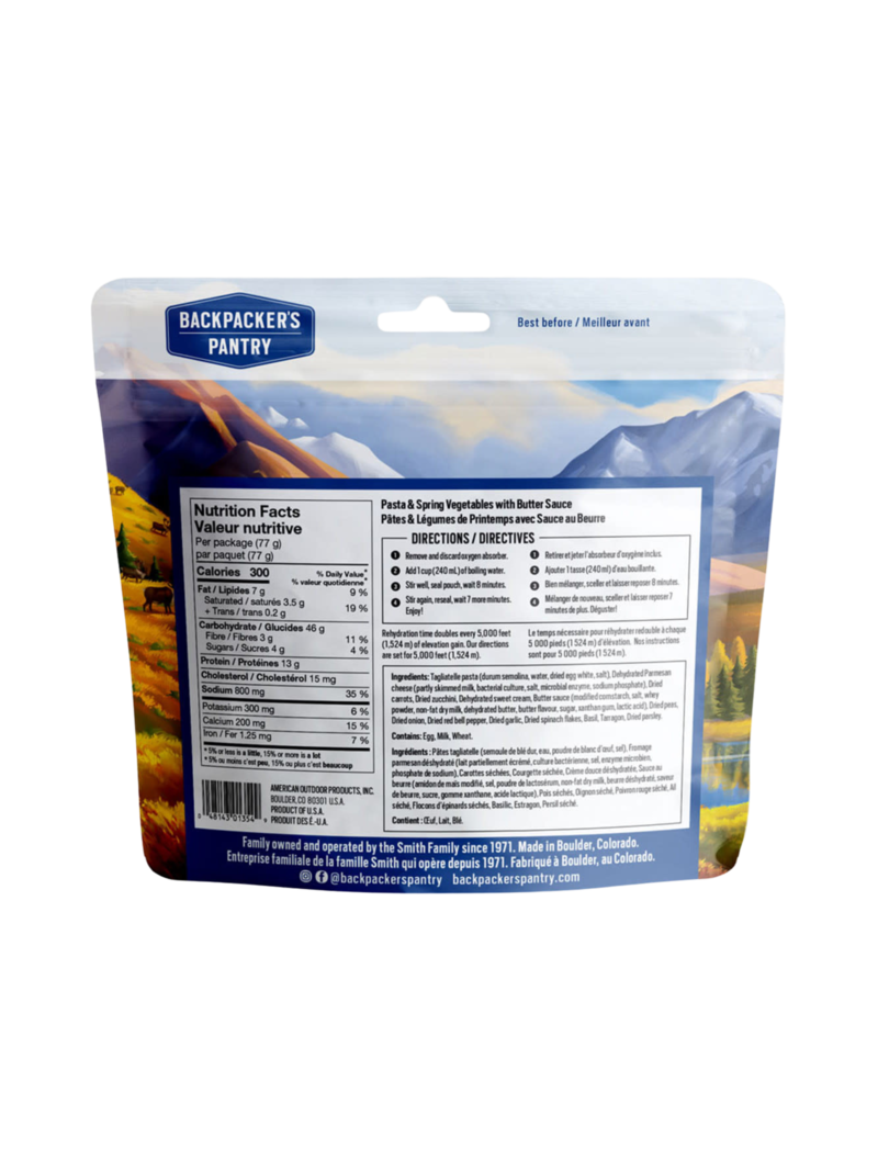 Granger's Nourriture déshydratée pâtes et légumes de printemps avec sauce au beurre