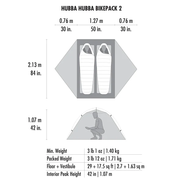 MSR Tente de vélo-camping Hubba Hubba™ Bikepack 2 Tent 2 personnes