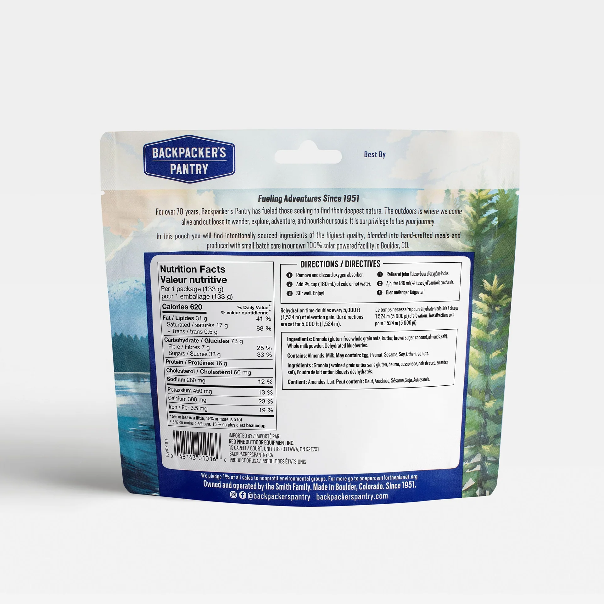 Backpacker's Pantry Granola avec bleuets, amandes et lait