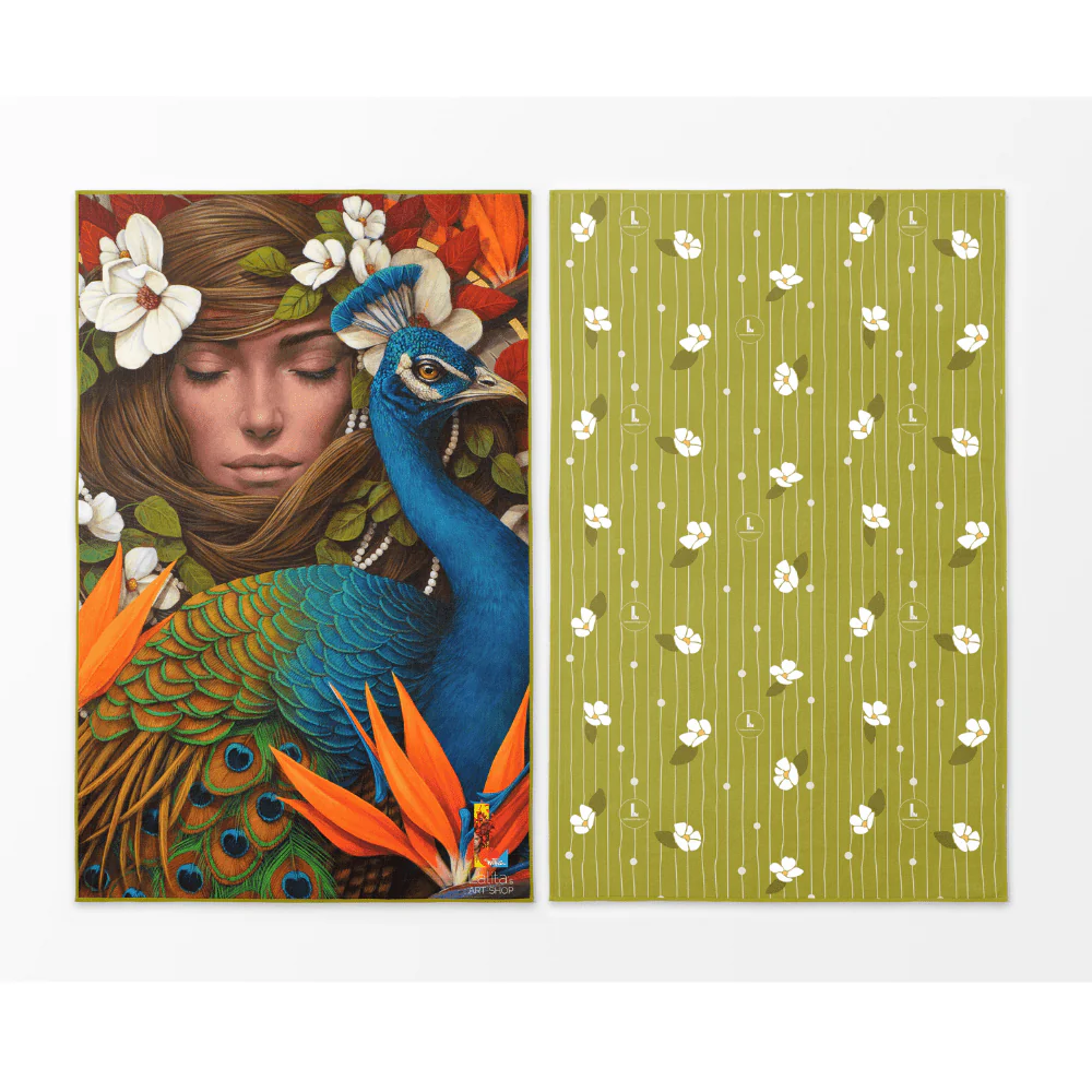Lalita's Art Shop Serviette de yoga XL réversible artistique Chrysalide