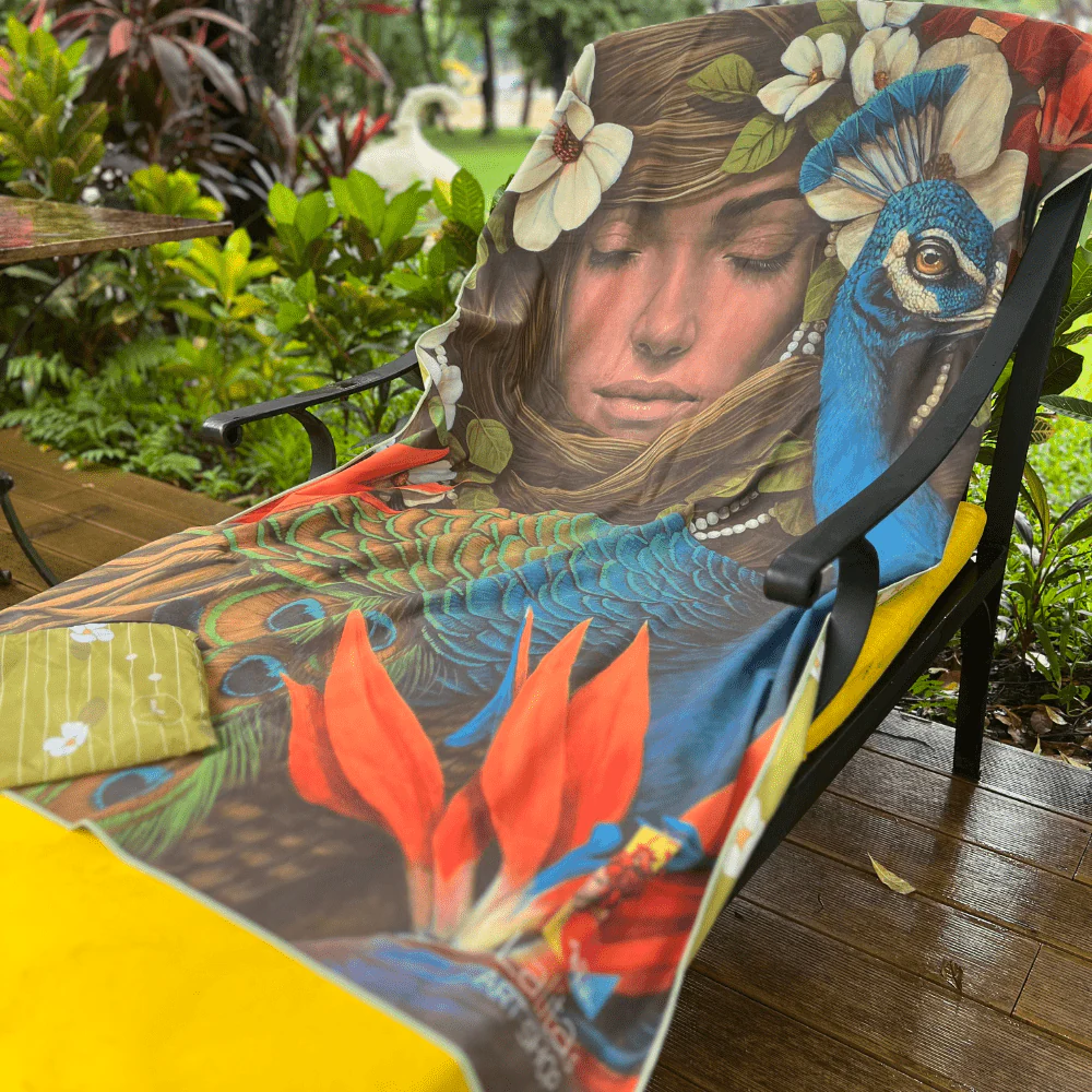 Lalita's Art Shop Serviette de yoga XL réversible artistique Chrysalide