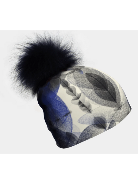 Lalita's Art Shop Tuque avec pompon amovible Blue Feathers - Femme