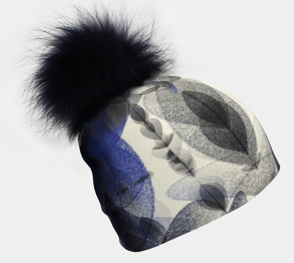 Lalita's Art Shop Tuque avec pompon amovible Blue Feathers - Femme