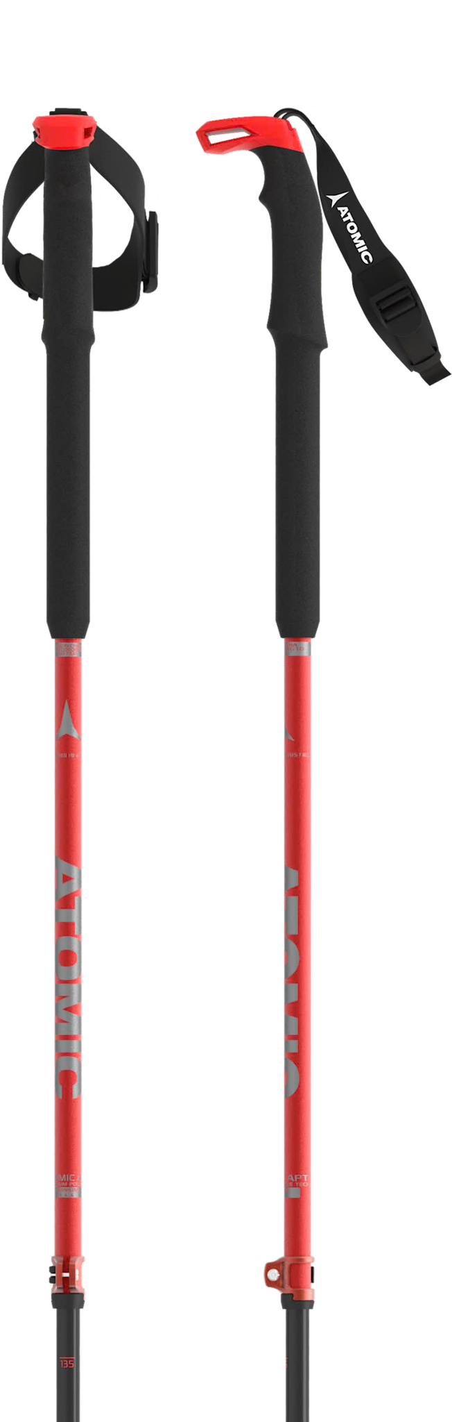 Atomic Bâtons de ski de randonnée alpine BCT Touring Carbon SQS Red/Grey