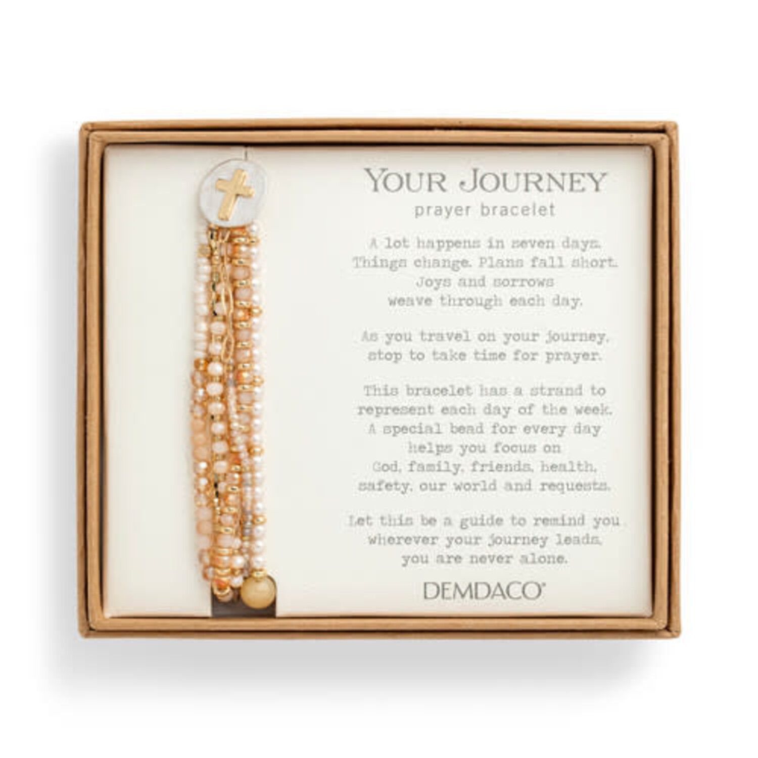 Demdaco Your Journey Beaded Prayer Bracelet Champagne