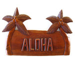 Hand Carved Aloha Palm Tree Sign