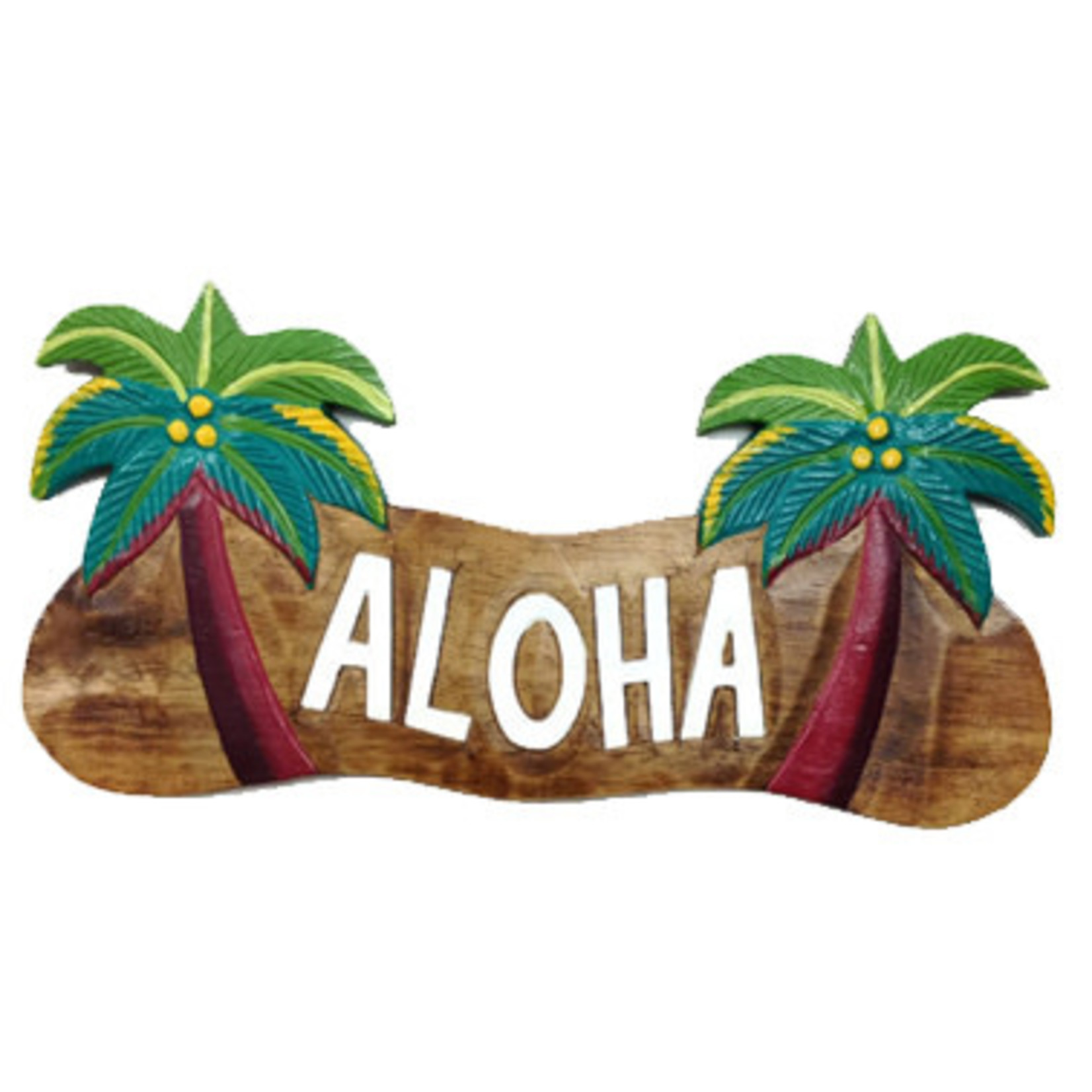 Hand Carved and Painted Sign Palm Tree Aloha