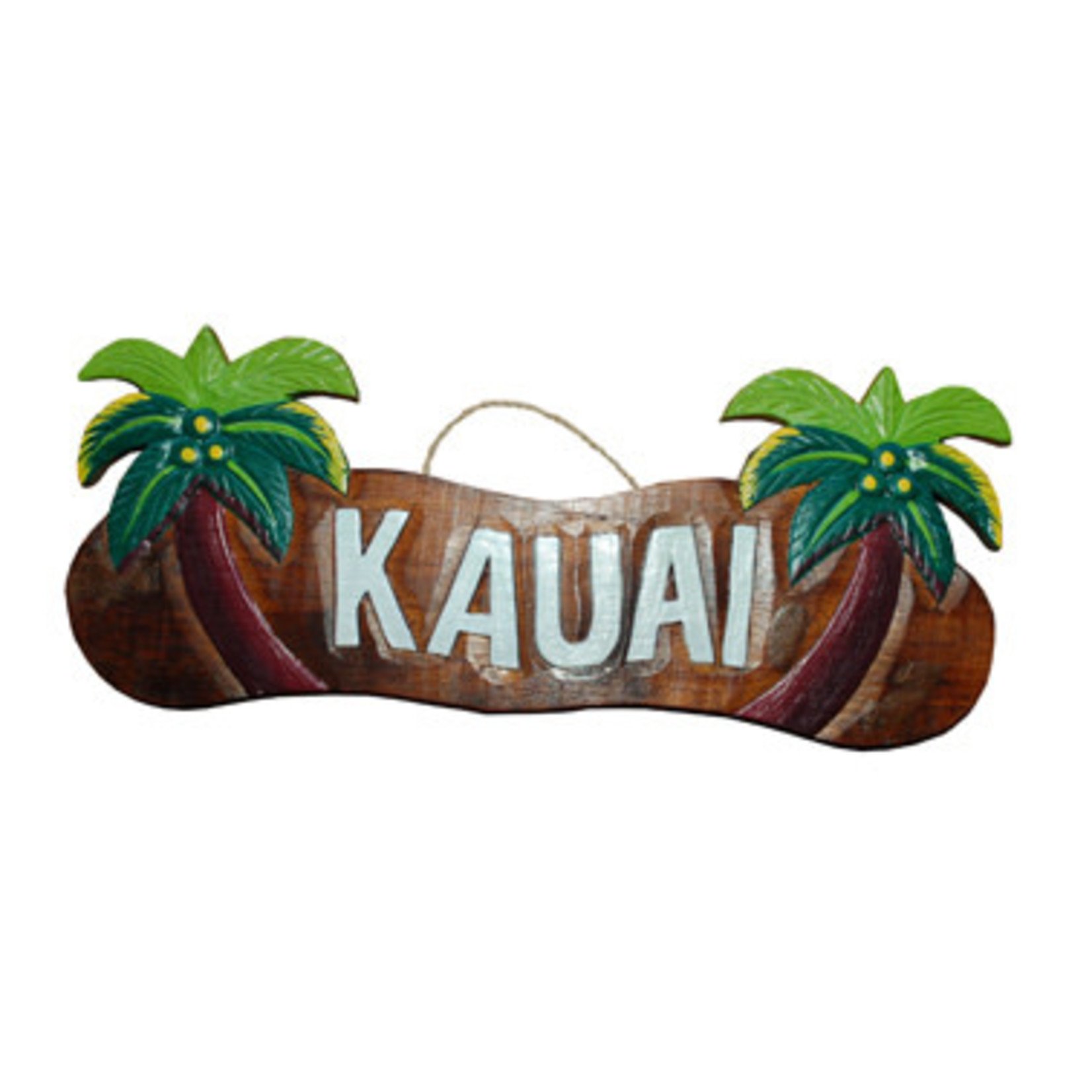 Hand Carved and Painted Sign Palm Tree Kauai