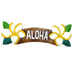 Hand Carved and Painted Sign Plumeria Aloha
