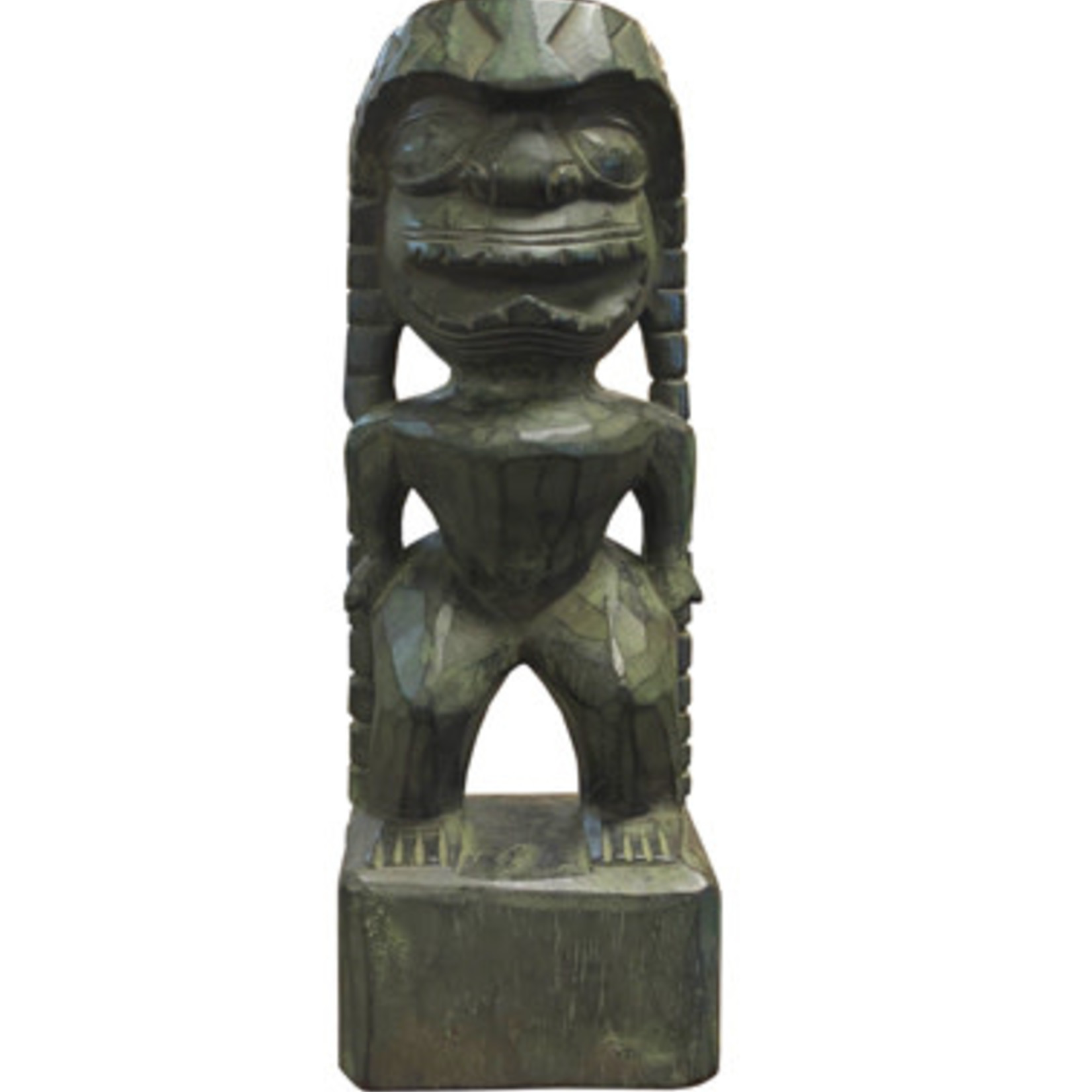 Hand Carved Green Albesia Tiki Statue