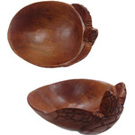 Hand Carved Monkeypod Single Turtle Bowl Medium