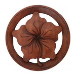 Hand Carved Plaque Hibiscus Halo Small