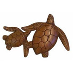Hand Carved Plaque Mother & Baby Turtle