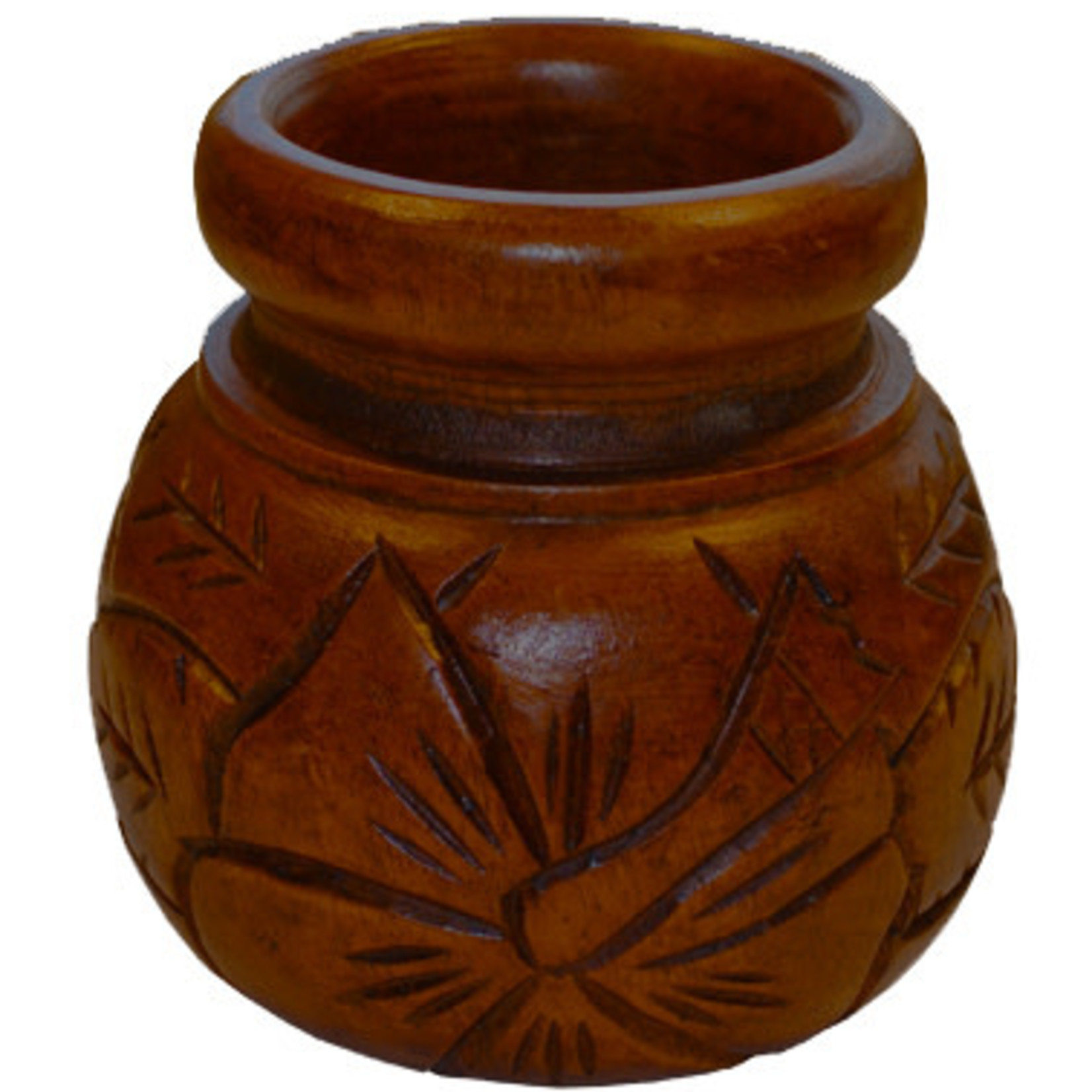 Hand Carved Vase Mini Small Hibiscus