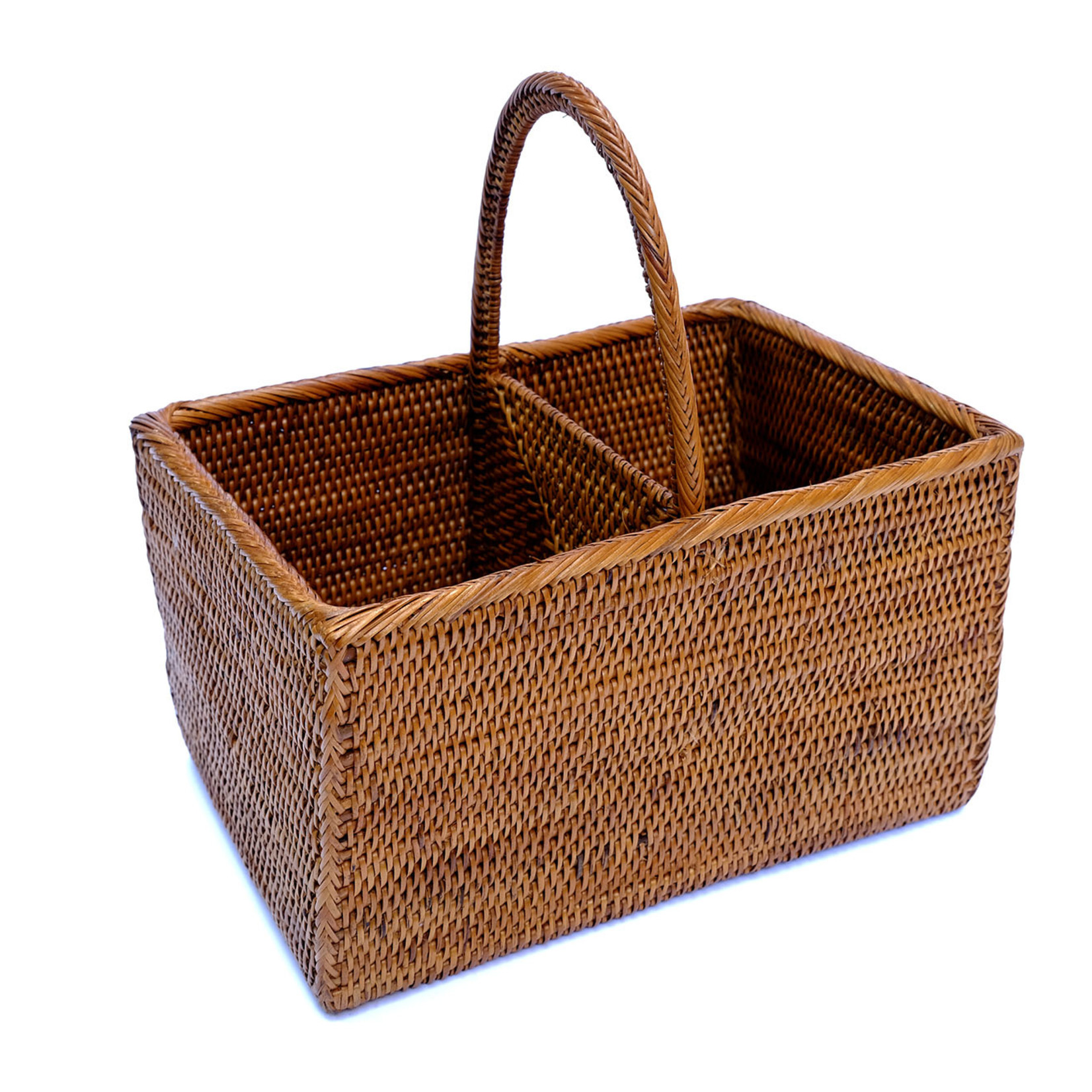 Hand Woven Ata Basket #11 Divided with Handle