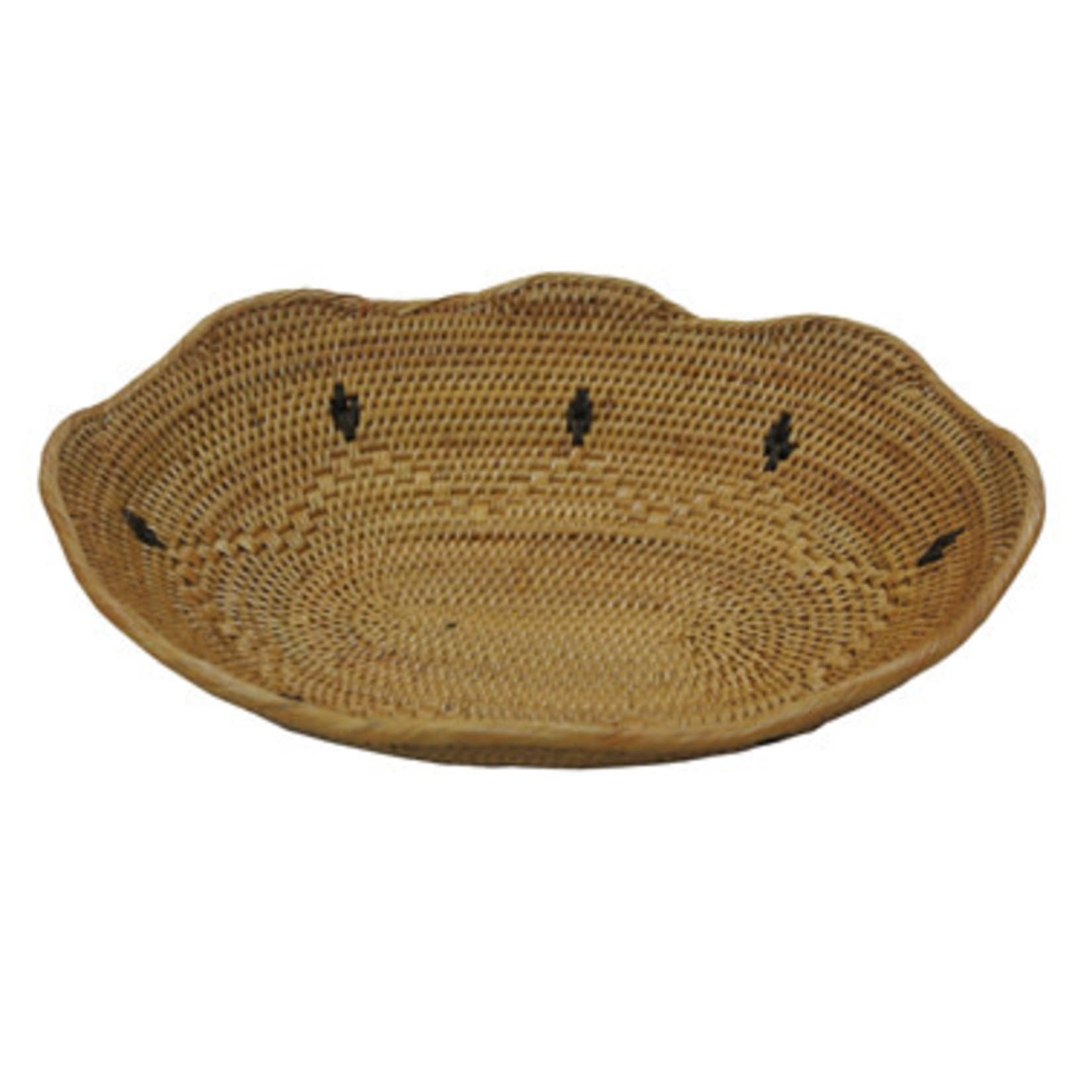 Hand Woven Ata Scallop Edge Basket #27 Bowl with Design Medium