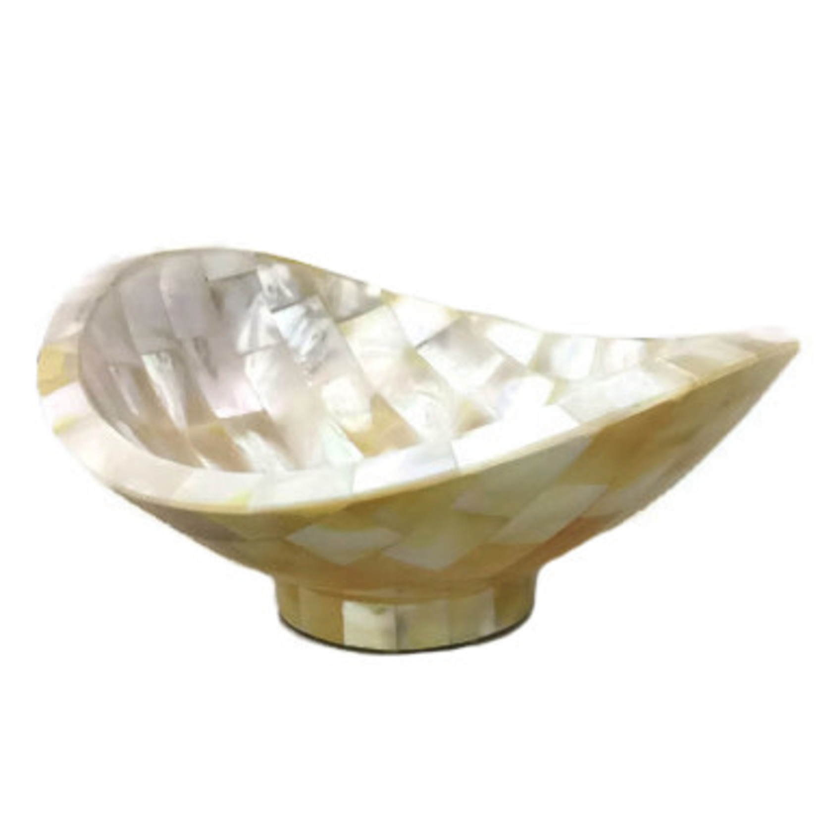 Handmade Mother of Pearl Mosaic Oval Bowl with Round Base Large