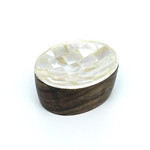 Handmade Mother of Pearl Oval Dish with Rosewood Base