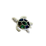 P57 Sterling Silver Turtle Paua Shell Back Pendant