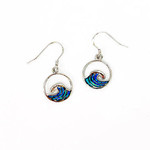 SE104 Sterling Silver and Synthetic Opal Cresting Wave Dangle Earrings