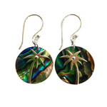 SE204 Sterling Silver Paua Palm Tree Dangle Earrings