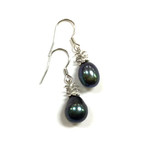 SE302 Sterling Silver Peacock Pearl Pineapple Dangle Earrings