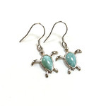 SE308 Sterling Silver Larimar Turtle Dangle Earrings