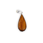 P266 Sterling Silver Hawaiian Koa Wood Raindrop Pendant