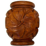 Hand Carved Vase Medium Hibiscus