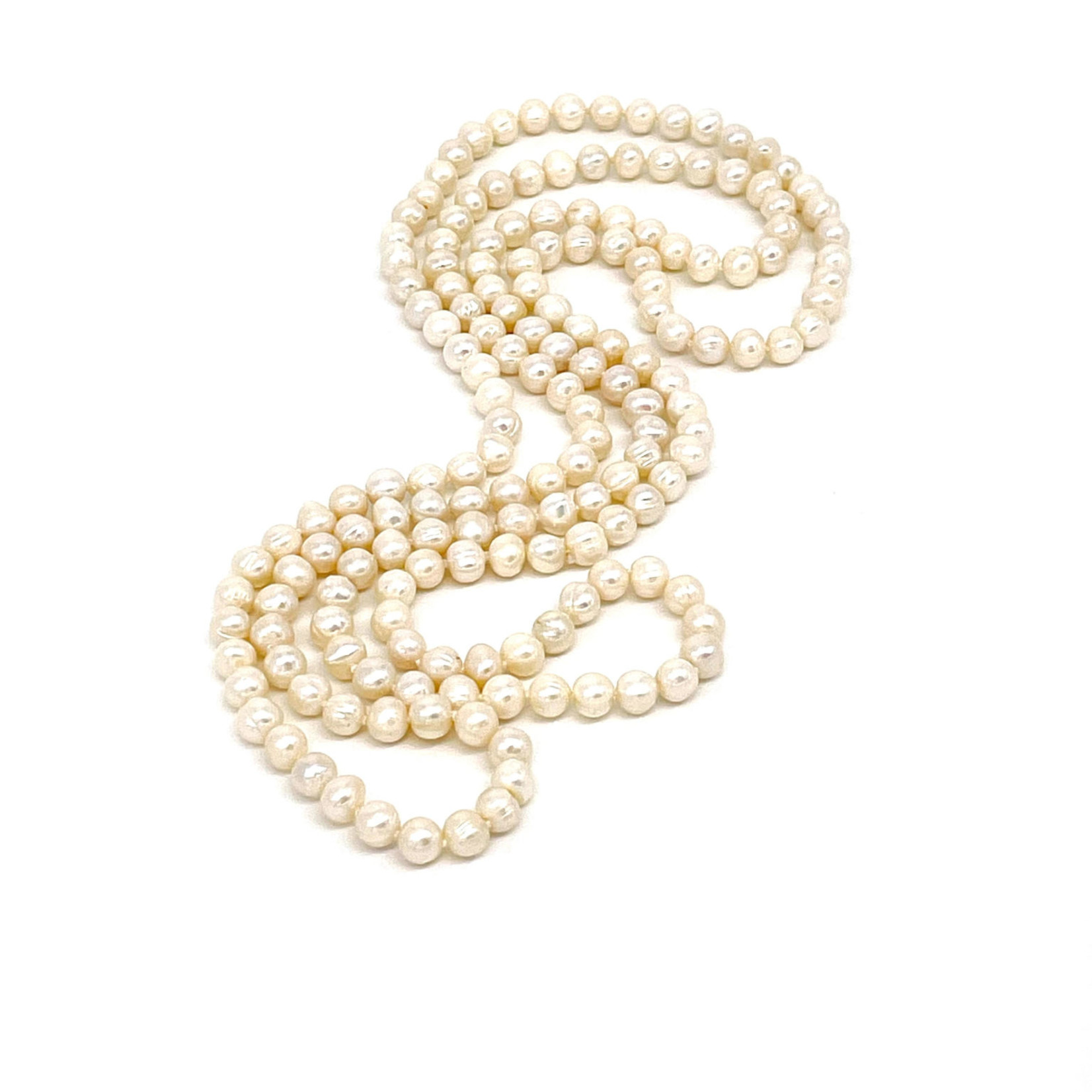 50" 7mm Cultured White Pearl Necklace