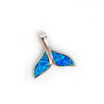 P180 Sterling Silver Synthetic Opal Whale Tail Pendant