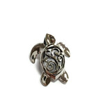 P63 Sterling Silver Turtle with Carved Shell Pendant