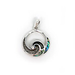 P277 Sterling Silver Paua Shell Circle Wave Pendant